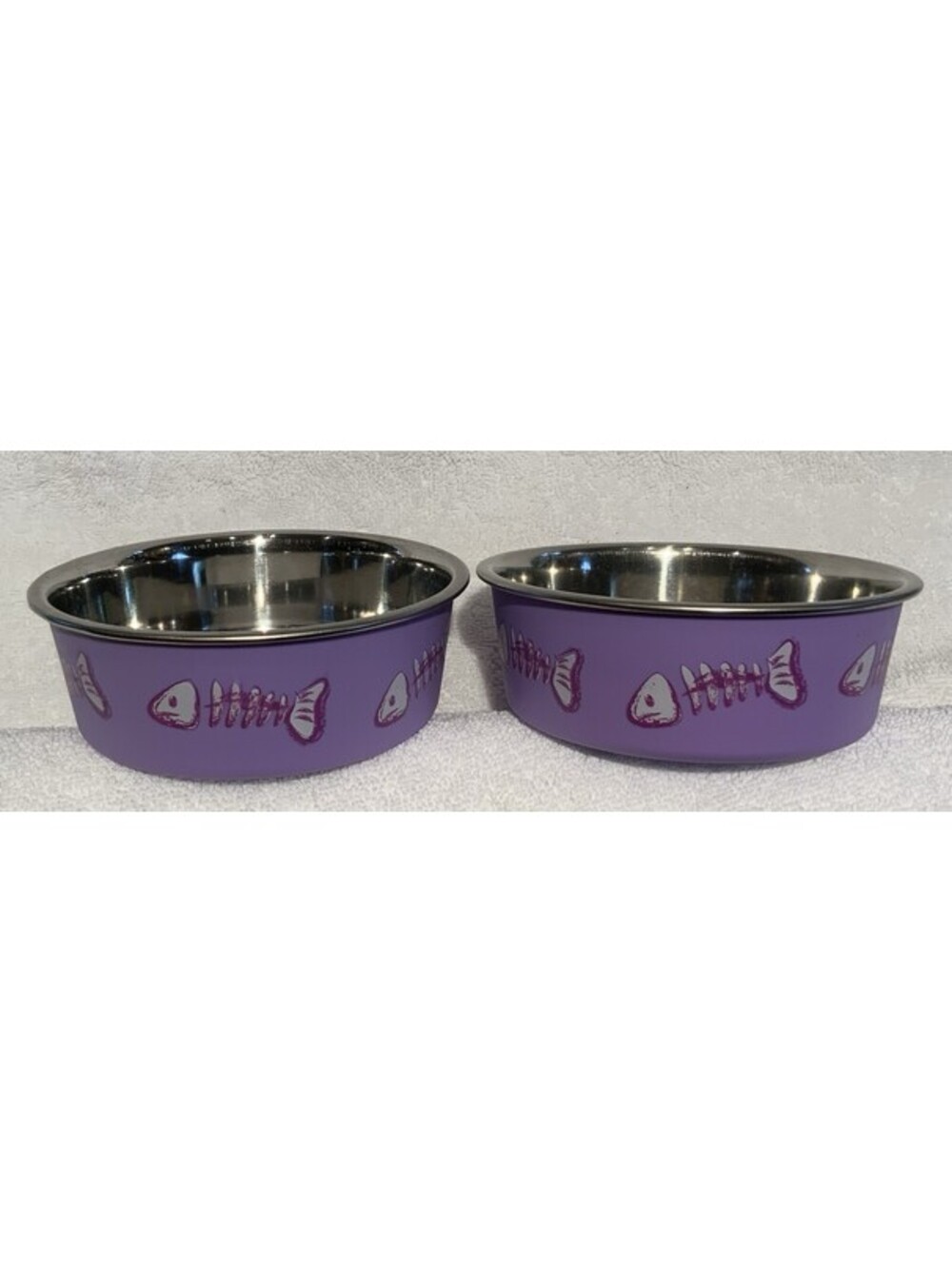 Loving Pets 2 Small Bella Food/Water 4.75”W Bowls with Stainless Steel Interior